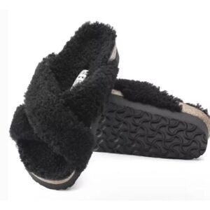 BIRKENSTOCK PAPILLIO Women Black Daytona Teddy Platform Sandal Slide 6/37